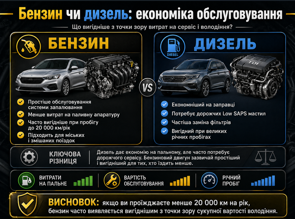 Короткий аналіз планового то авто за видами палива Бензин чи дизель порівняння планового ТО